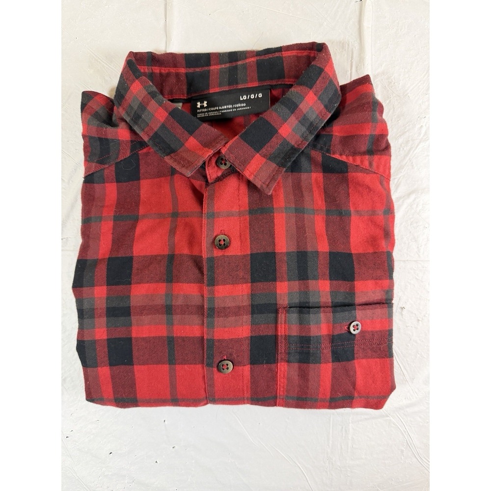 Women's Long Sleeve Under Armour Red And Black Checkered Flannel‎ Size Large